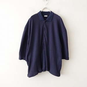 //[2023SS/ regular price 2.7 ten thousand ]si- all SEEALL *OVERSIZED POLO pull over *F cut and sewn navy blue navy rib tops (k1-2311-485)[40L32]