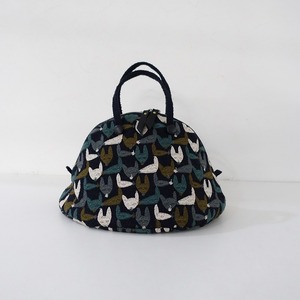 //【定価2万】2020AW/ミナペルホネン mina perhonen *repo bell bagベルバッグ*かばん手提げ麻毛混紺刺繍1123(ba7-2311-42)【50L32a】