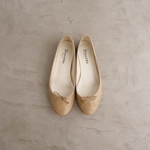 //レペット repetto *エナメルバレエシューズ 38.5/24*ベージュ皮革靴レザーフラットスリッポン(sh5-2312-17)【22L32】_画像1