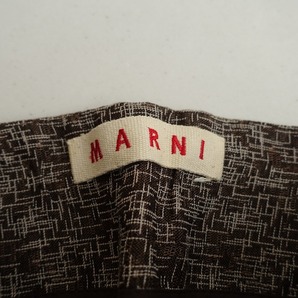 //マルニ MARNI *リネンコットンジャカードフロントリボンハーフパンツ*40麻綿ブラウン系総柄ドロストタック(2-2312-65)【32L32】の画像7