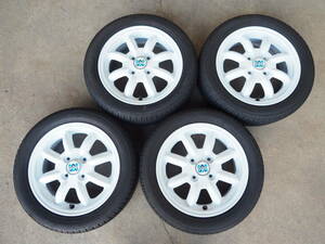 N49　送料無料　ミニライト　4.5Jx14 +45 PCD100 4穴　165/55R14　4本8分山　ダイハツ　MINILITE　ミラジーノ　ネイキッド