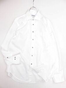 STANBROAD　スキャッティ　長袖ドレスシャツ　シャドーストライプ　白　43－86　M
