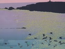 【z24976】 根田武彦　『岬の鳥たち』　リトグラフ　162/250　絵画　額装_画像2