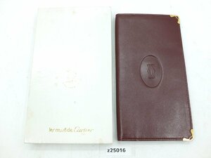 【z25016】Cartier カルティエ マストライン 二つ折り長財布 ウォレット 札入れ ボルドー 箱付き 格安スタート