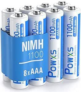 単4電池 8本 POWXS 単4電池 充電式 単四充電池 高容量 ニッケル水素電池 1100mAh 約1200回使用可能 ８本入