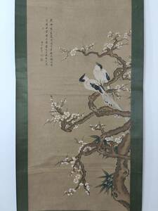 Art hand Auction T清代中国古画收藏稀有重古丝绸舒屏山【花鸟】, 古四尺中堂画纯手绘作品制作]国画, 中国古董, 古董 12.10, 艺术品, 绘画, 水墨画