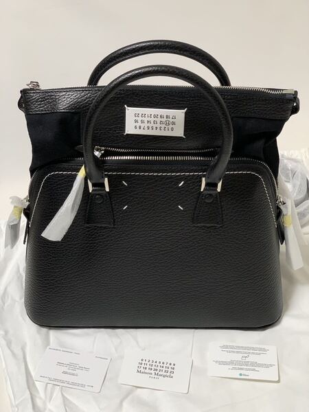 新品《 Maison Margiela メゾン マルジェラ 》5AC ミディアム BLACK 国内定価¥374,000 ハンドバッグ ショルダーバッグ レザー ブラック