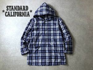 美品●STANDARD CALIFORNIA●オンブレチェック柄フランネル素材 フード コート●スタンダードカリフォルニア