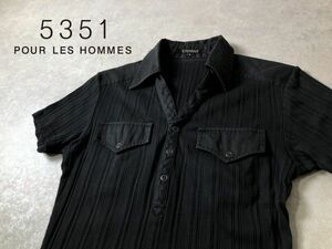 5351 PUR LES HOMME●スナップボタン ポロシャツ ブラック●5351プールオム