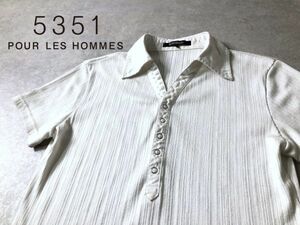 5351 PUR LES HOMME●スナップボタン ポロシャツ ホワイト●5351プールオム