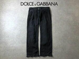 DOLCE&GABBANA●ウォッシャブルリネン素材 デザイン フレア パンツ●ドルチェ＆ガッバーナ