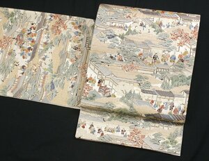 ＊美品＊《本金箔》正絹袋帯『洛中絵巻』三越お取扱　タトウ紙付き　e1-10