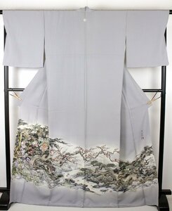 ＊未着用品＊【山岡古都】 染織美術品 特選一つ紋色留め袖　＜古都染人＞松竹梅図　裄：69.5cm　e12-164