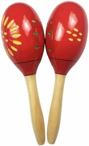 【残りわずか】 赤 Maracas かわいい カラオケ 木製 楽器 マラカス 赤いマラカス 2本組 良品ラボ パッションレッド 赤