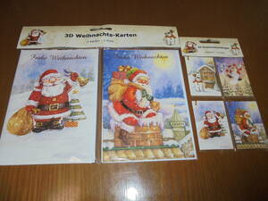 Art hand Auction 2 juegos de tarjetas navideñas alemanas en 3D con sobres 4 juegos de etiquetas de regalo Santa Snowman, impresos, tarjeta postal, Tarjeta postal, otros