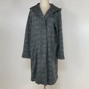 Y0322 wears ウェアーズ レディース アウター コート 長袖 ロング丈 裏起毛 Fサイズ フリーサイズ グレー 灰 チェック柄 防寒 あたたか 冬