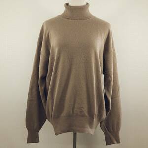 Y0490 カシミヤ100％ ROCKHORDE CASHMERE メンズ トップス ニット セーター 長袖 タートルネック Lサイズ ブラウン 茶 無地 シンプル 秋冬