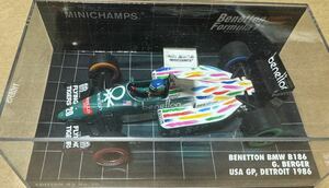 ミニチャンプス Benetton BMW B186 G.Berger USA GP Detroit 1986 ベネトン 1/43 G.ベルガー デトロイト 美品 