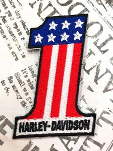 ワッペン／HARLEY DAVIDSON No.1 ハーレー ダビッドソン ナンバーワン #329 アメリカン雑貨 手芸 裁縫 アイロン 素材 かざり ワンポイント