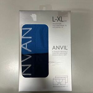ANVIL anvil アンビル seamless boxer シームレス ボクサーパンツ L-XLサイズ 2P ブルー ネイビー
