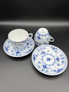 (7985)【Royal Copenhagen/ロイヤルコペンハーゲン】 ブルー フルーテッド　カップ＆ソーサー 2客 おまとめ　中古/現状保管品