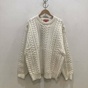 Supremeシュプリーム2023A/W applique cable knit sweater セーター ケーブルニット アイボリー サイズL 640898