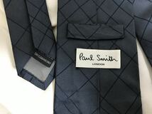 本物ポールスミスPaulSmithシルク柄ネクタイ旅行メンズスーツビジネスミリタリーワークパーティードレス結婚式紺ネイビー日本製_画像4