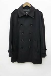 BURBERRY BLACK LABEL バーバリー ブラック レーベル P コート ノバ チェック カシミア 混 D1B95-201-29 黒 サイズL 327N