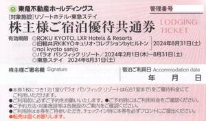 ★東急リゾートホテル　東急ステイ　旧軽井沢KIKYO他　株主様ご宿泊優待共通券×1枚★東急不動産株主優待★2024/8/31まで★即決