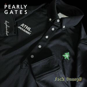 本物 新品 3957995 PEARLY GATESパーリーゲイツ/ジャックバニー 5(サイズL)超人気 アートピケ・ボタンダウン長袖シャツ