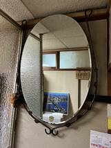 大阪市発引取対応　日本製　壁掛け ウォールミラー アンティーク レトロ Halian mirror?_画像1