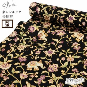 * kimono Town * long kimono-like garment cloth Toray si look ... hill -ply black ground image .. city pine pattern nagajuban-00009