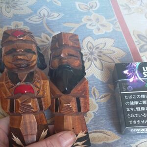 アイヌ民族木彫り夫婦人形
