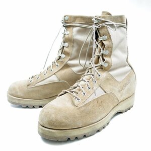 10.0W表記　Combat Boots　コンバットブーツ　USA製　サービスシューズ　官給品　革靴　編み上げブーツ　レザー　ベージュ　/U9600