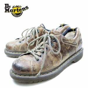 UK8　27cm相当　Dr.Martens　ドクターマーチン　4ホール＋2　シューズ　ブーツ　イエローステッチ　本革　ブラウン　茶/U9674