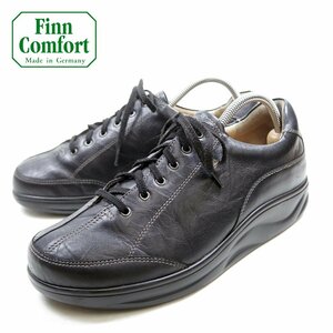 6 надпись 24.5cm соответствует Finn Comfort ласты комфорт 6 отверстие кожа обувь кожа черный low cut /U9722