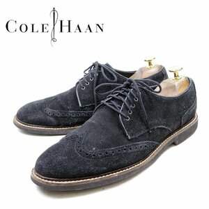 9M表記　27cm相当　 COLE HAAN コールハン スエード　ウィングチップ　レザーシューズ　ブラック　黒/U9747