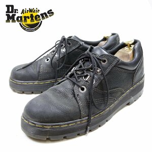 UK8　27cm相当　Dr.Martens　ドクターマーチン　2ホール＋2　シューズ　ブーツ　イエローステッチ　本革　ブラック　黒/U9799