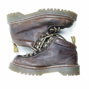 UK5 24cm相当 Dr.Martens ドクターマーチン 4ホール＋3 ブーツ ダークブラウン 茶 イエローステッチ ワークブーツ/U9798の画像4