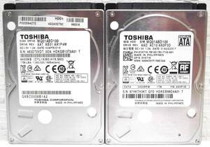 ☆2個セット☆HDD☆TOSHIBA 1TB MQ01ABD100 2.5インチ 9mm SATA ※「正常」確認済 / 未フォーマット