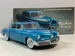 yk318 ダイキャスト モデルカー Tucker Torpedo 1948 Kyosho 1/18スケール 京商 タッカー ブルー ミニカー 模型 当時物 中古