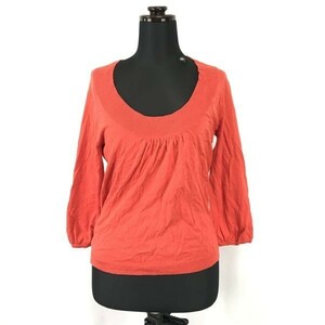 KUMIKYOKU★コットン/七分袖/ニットセーター【women’s size -2/オレンジ/orange】Tops/Shirts◆BH184