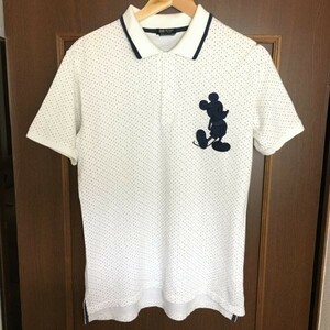  free shipping! Beams Disney model / polo-shirt / size M/ Beams / white group / dot pattern / polka dot pattern / tube NO.S03-11