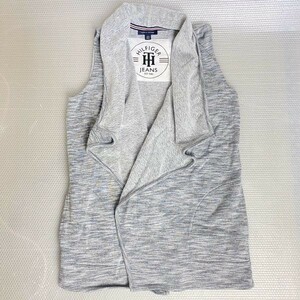 TOMMY HILFIGER トミーヒルフィガー XS 変形ベスト カーディガン グレー ◎1-10