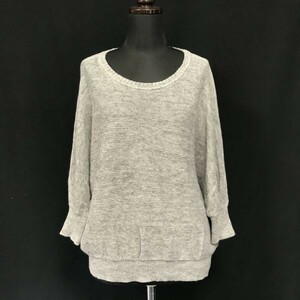  Beams Heart *linen/ flax /do Le Mans summer knitted [F/ gray ] round neck sweater / including carriage *BA536