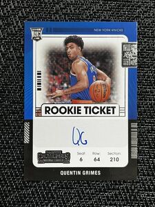 【RC】 Quentin Grimes クエンティン・グライムズ 2021-22 Panini NBA Contenders Rookie Ticket Auto 直筆サイン ニックス