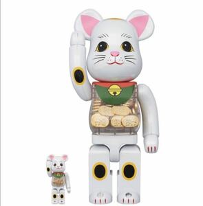 ベアブリック BE@RBRICK 招き猫 小判 白メッキ 100％ & 400％ メディコムトイ MEDICOM TOY