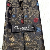 G407LL Christian Dior MONSIEUR クリスチャンディオールムッシュ ネクタイ ダークブラウン 総柄ネクタイ お洒落 スーツ フォーマル _画像6