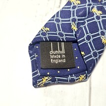 G485LL イングランド製 dunhill ダンヒル シルク シルク100% 絹 ネイビー ビジネス フォーマル スーツ レギュラータイ ブランドネクタイ_画像7