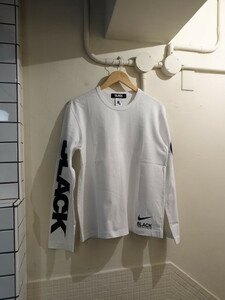 ブラック　コムデギャルソン　×　NIKE ロングＴシャツ　カットソー　サイズＬ　1Ａ－Ｔ１０７